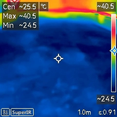 天然芝のサーモグラフィーカメラの様子